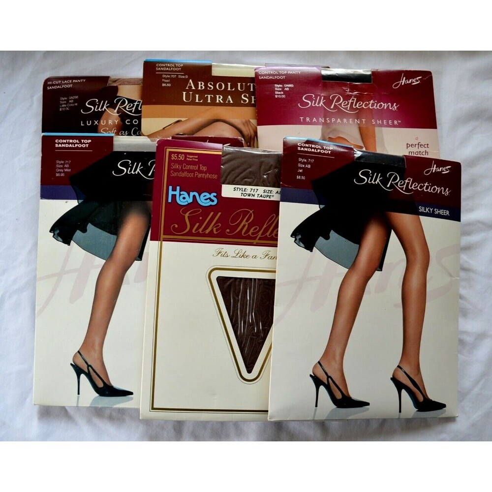 Hanes Silk Reflections Pantyhose SZ AB Lot of 6 Style 717 707 A663 A256 Varied